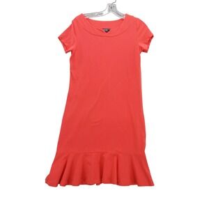 Lands' End Coral Dress Ruffle Hem Short Sleeve Casual XS‎